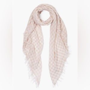 Chan Luu Gingham Print Cashmere Silk Scarf Moonlight/White